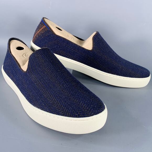 ROTHY'S Size 13 Navy Orange Wool Blend Slip On Sneakers - Picture 1 of 12
